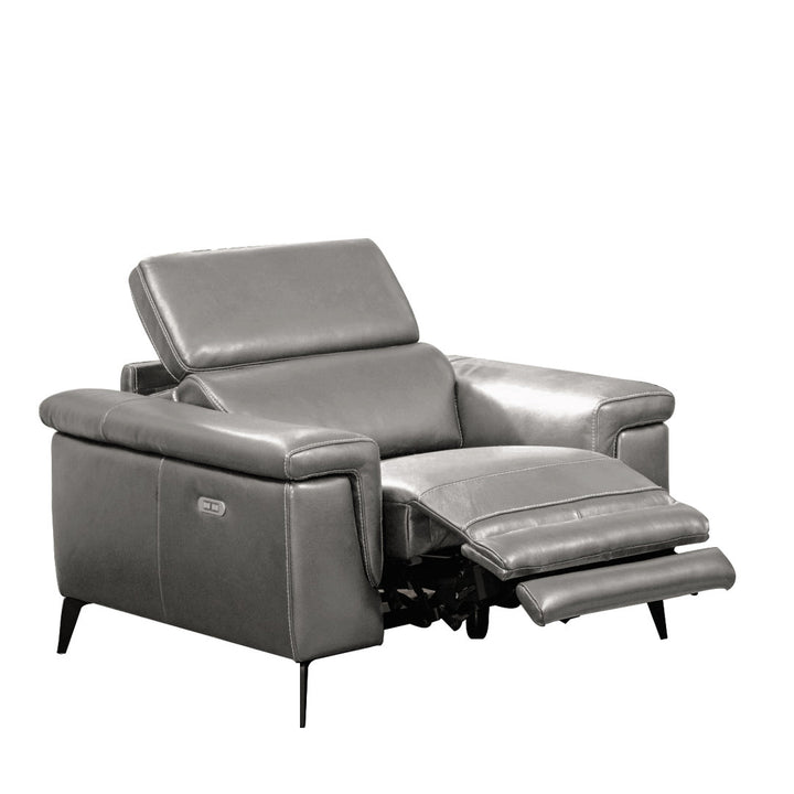 Philippa 44" Wide Genuine Leather Power Zero Clearance Standard Recliner Orren Ellis Fabric: Gray Genuine Leather