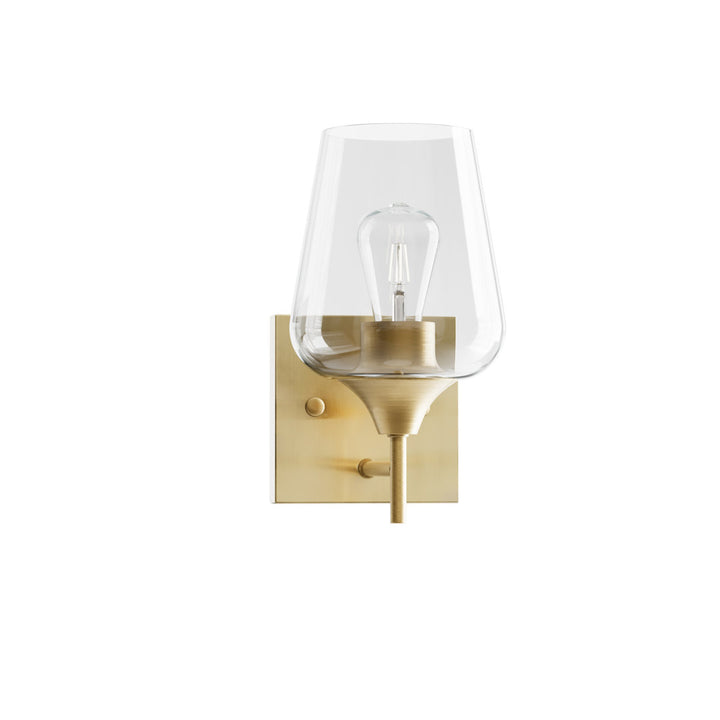 Herriman 1 - Light Dimmable Armed Sconce Ebern Designs Shade Color: Clear Finish: Antique Brass