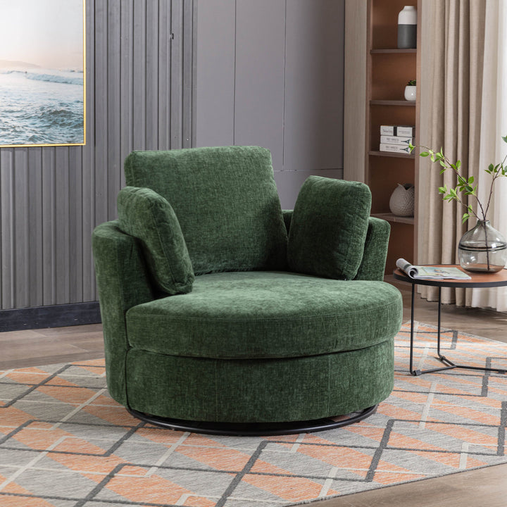 Achorn 42.26" W Polyester Recessed Arm Slipcovered Swivel Barrel Chair Hokku Designs Fabric: Green Polyester