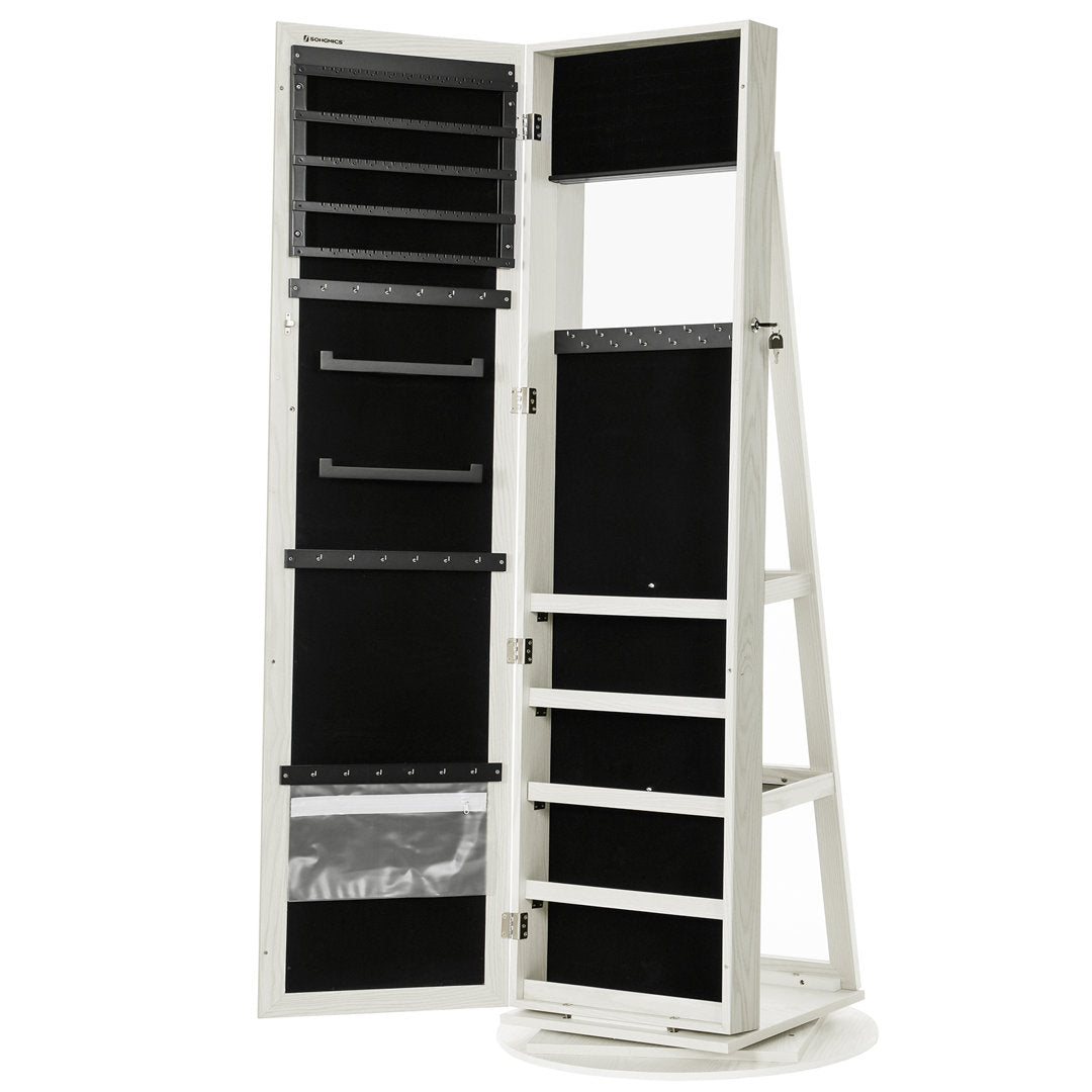 Quakertown Jewelry Armoire with Mirror Ebern Designs Color: White/Light Gray