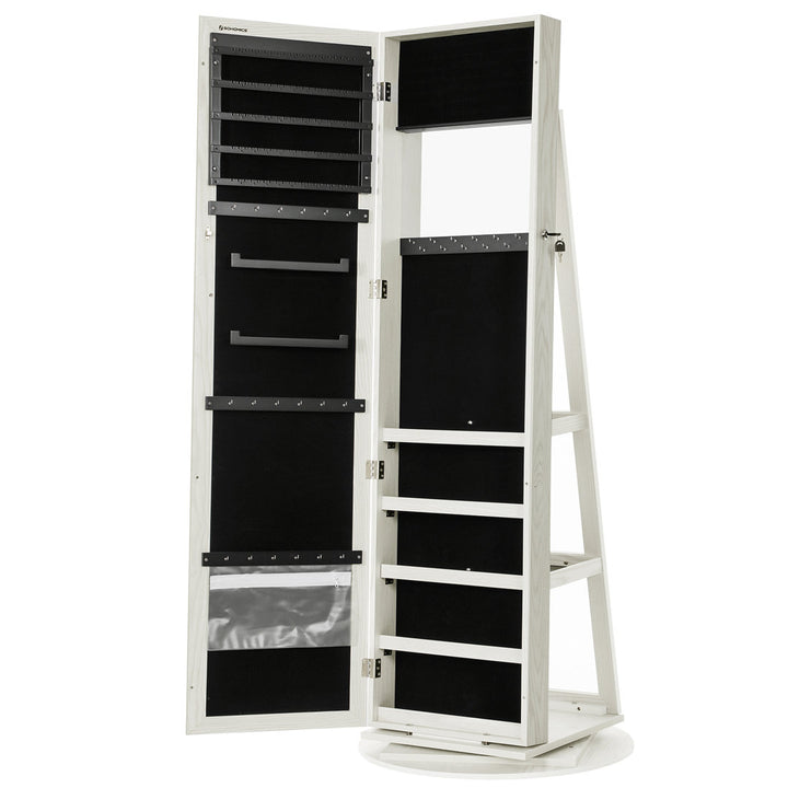 Quakertown Jewelry Armoire with Mirror Ebern Designs Color: White/Light Gray