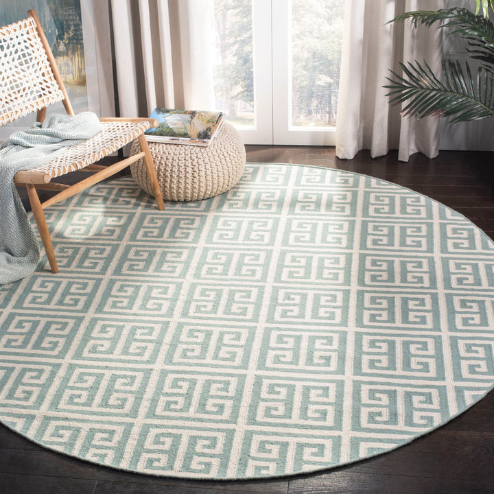 Rodgers Hand Woven Flat Weave 50% Banana Silk, 30% Wool, 20% Cotton Geometric Rug Ebern Designs Rug Size: Round 7'
