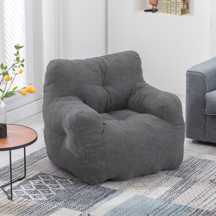 Medium Bean Bag Chair Viv + Rae™ Body Fabric: Gray Faux Fur