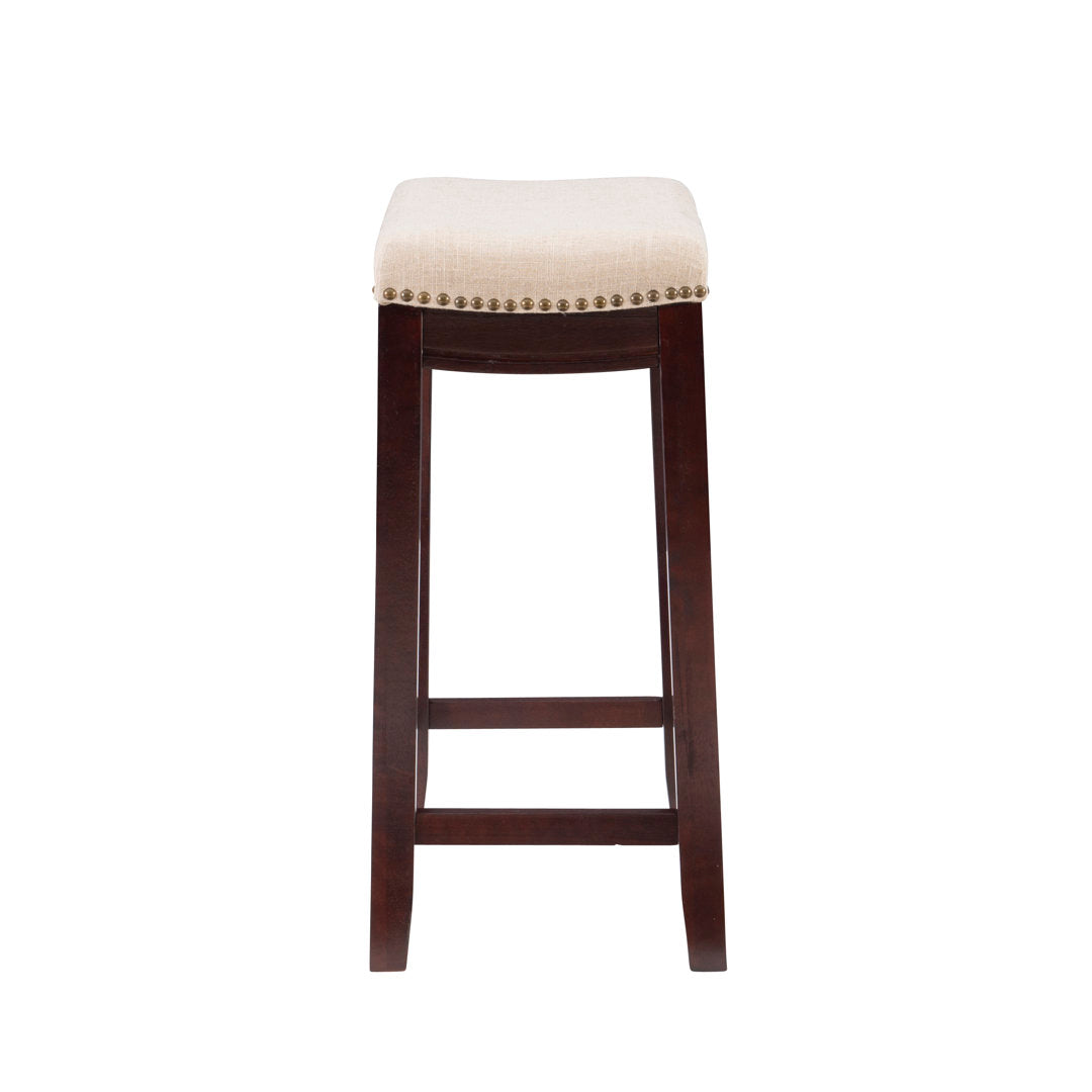 Arlyce Counter & Bar Solid Wood Backless Stool with Upholstered Seat Lark Manor™ Seat Height: Counter Stool (26.5" Seat Height)