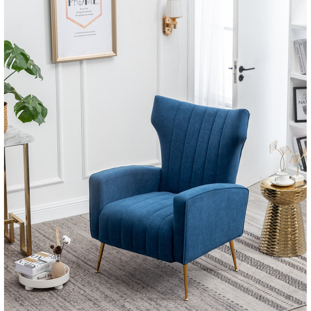 Floreal 27.5" Wide Velvet Wingback Chair Etta Avenue™ Fabric: Blue