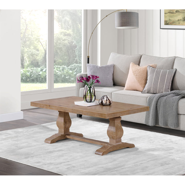 Sarcoline Solid Wood Pedestal Coffee Table The Twillery Co.® Table Top Color/Table Base Color: Driftwood