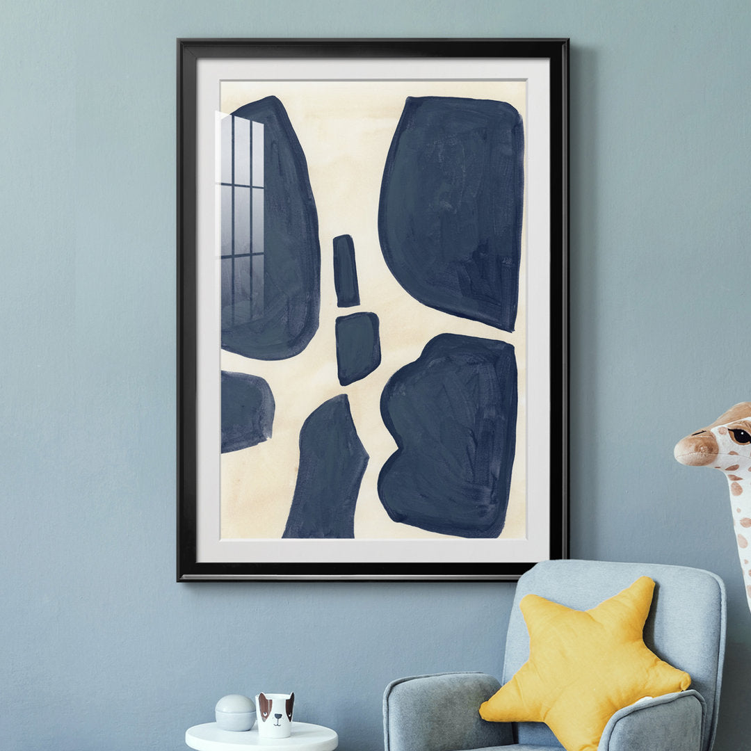 Blue Pieces II - Picture Frame Print Orren Ellis Size: 42.5" H x 30.5" W x 1" D Format: Black