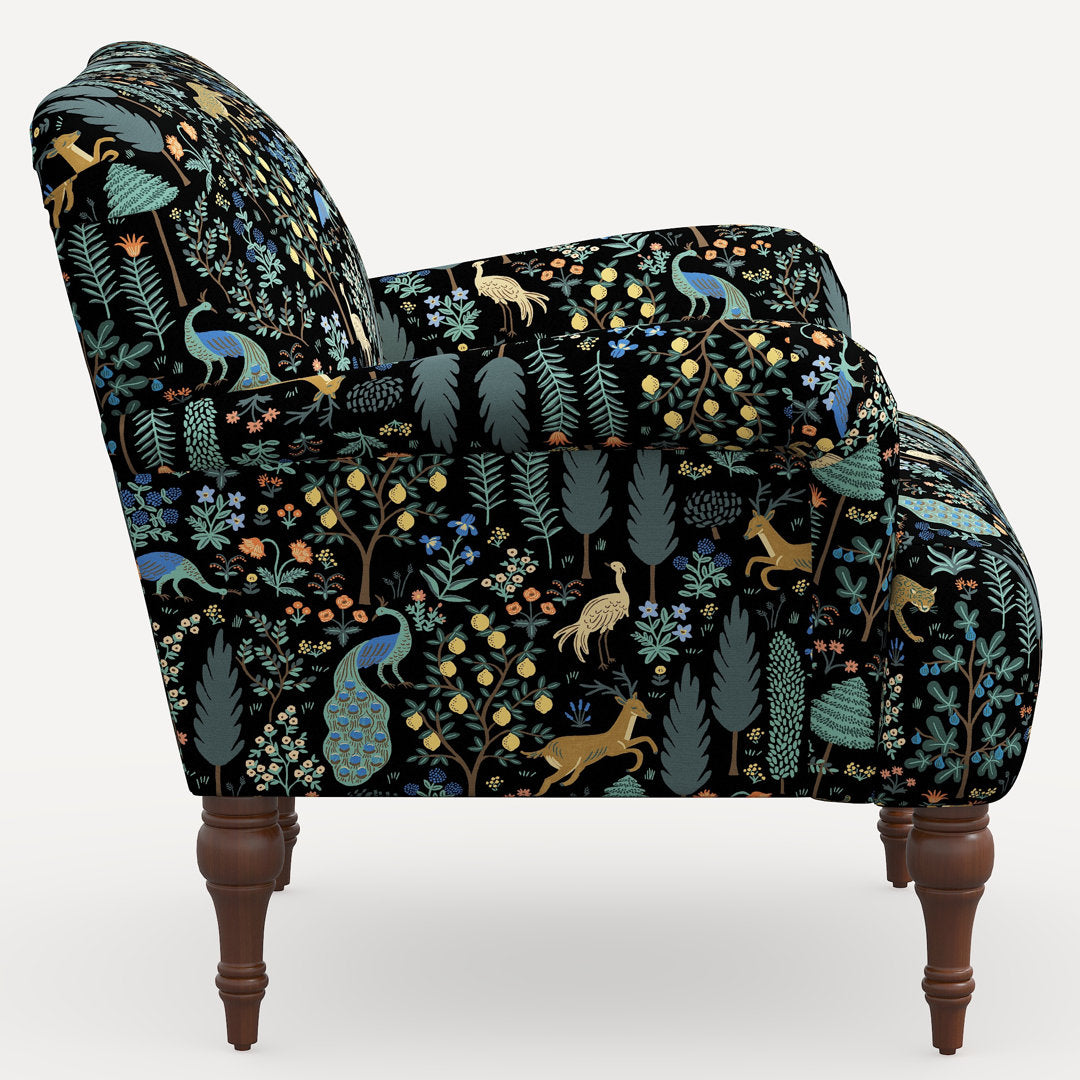 Rifle Paper Co. x Cloth & Company Bristol Armchair Rifle Paper Co. x Cloth & Company Body Fabric: Rpc Menagerie Black Linen