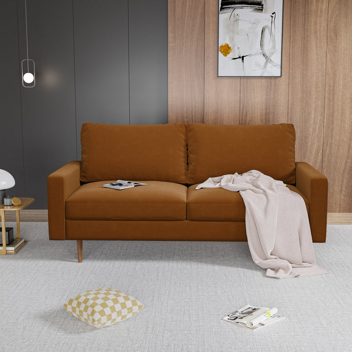 Markham 70" Velvet Square Arm Sofa Willa Arlo™ Interiors Fabric: Ginger Polyester