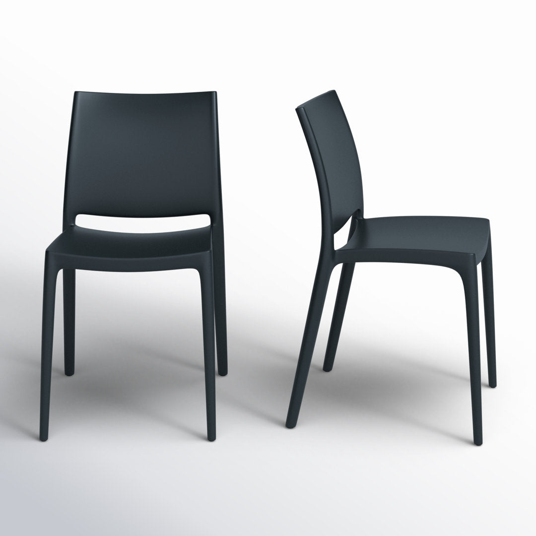 Burt Stacking Patio Dining Side Chair (Set of 2) AllModern Color: Black