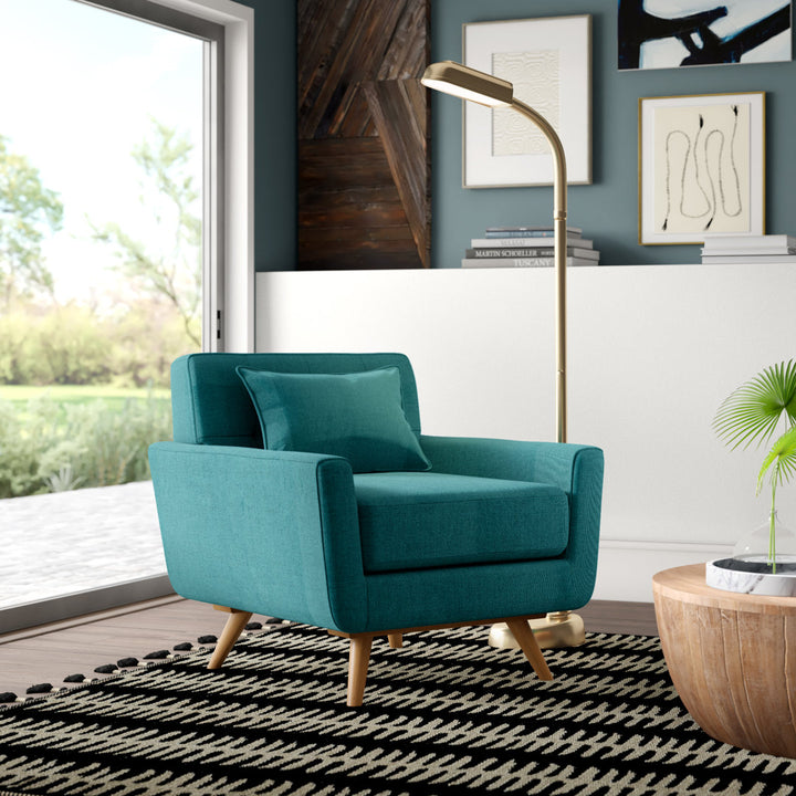 Norton St Philip 34" Wide Tufted Polyester Armchair Mercury Row® Fabric: Teal Blue