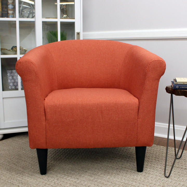 Liam 31.5" W Barrel Chair Zipcode Design™ Fabric OR Leather Type: Jitterbug Mango Performance Basketweave