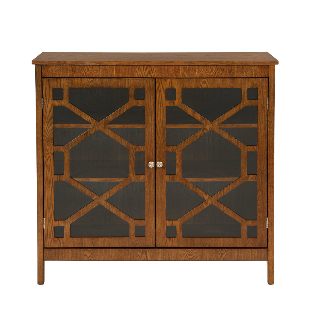 Fiama 38" Three Shelf Accent Cabinet with Two Glass Doors Red Barrel Studio® Color: Brown