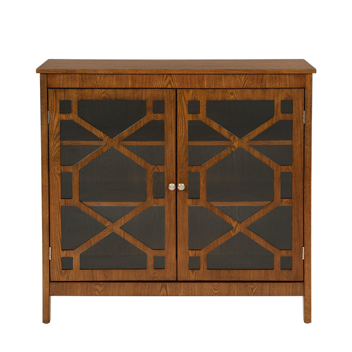 Fiama 38" Three Shelf Accent Cabinet with Two Glass Doors Red Barrel Studio® Color: Brown