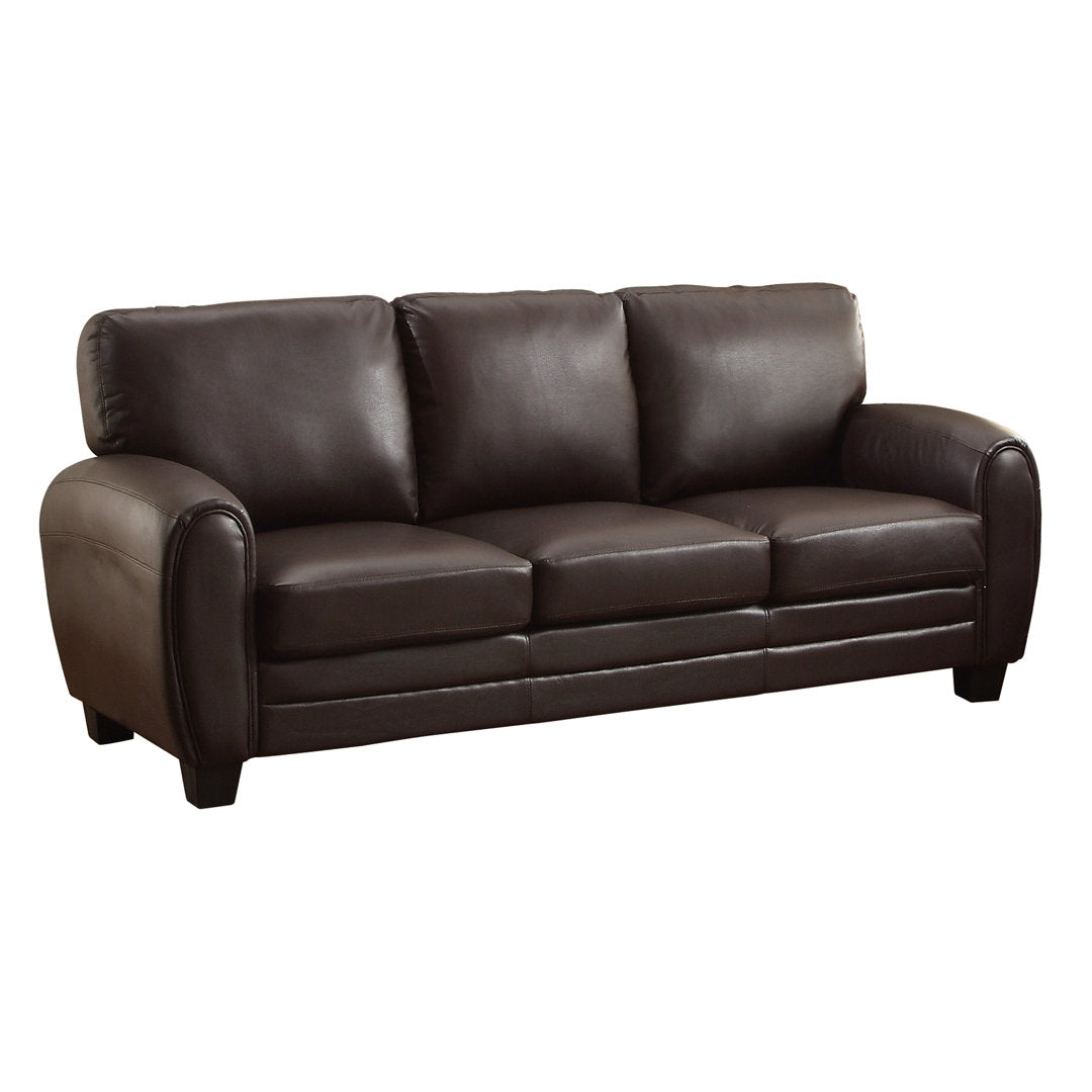Coombs 85" Faux Leather Round Arm Sofa Lark Manor™ Upholstery Color: Dark