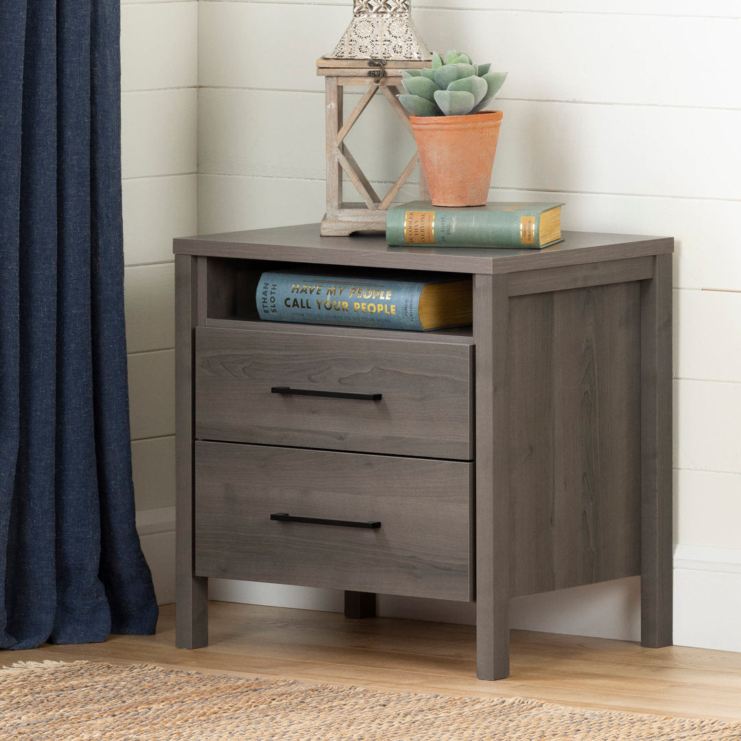 Gravity 2 - Drawer Nightstand South Shore Color: Gray Maple/Black
