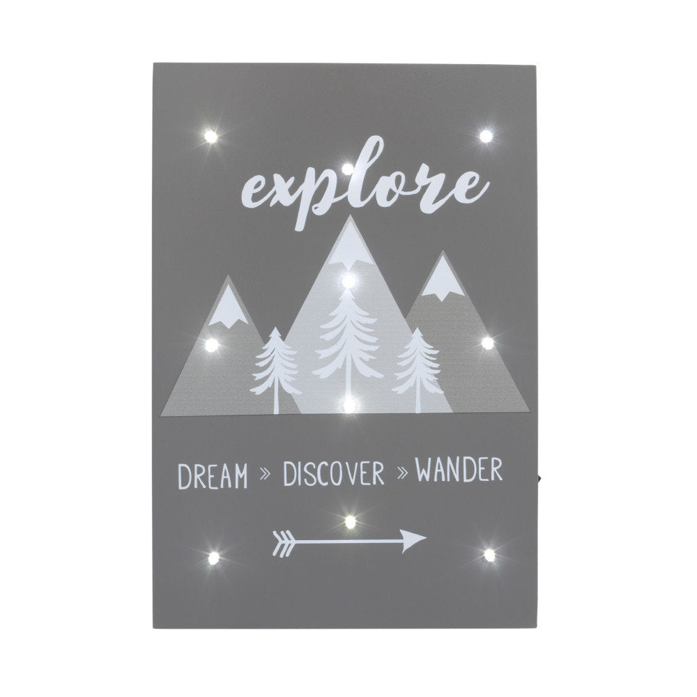 Little Love by NoJo Charcoal Spain Mountains "Explore, Dream, Discover, Wander" Lighted Wall Décor Zoomie Kids