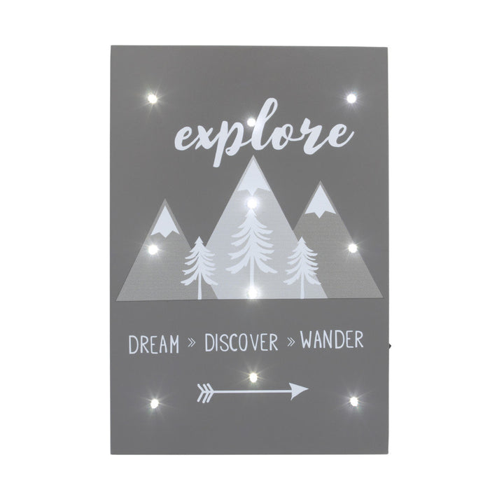 Little Love by NoJo Charcoal Spain Mountains "Explore, Dream, Discover, Wander" Lighted Wall Décor Zoomie Kids
