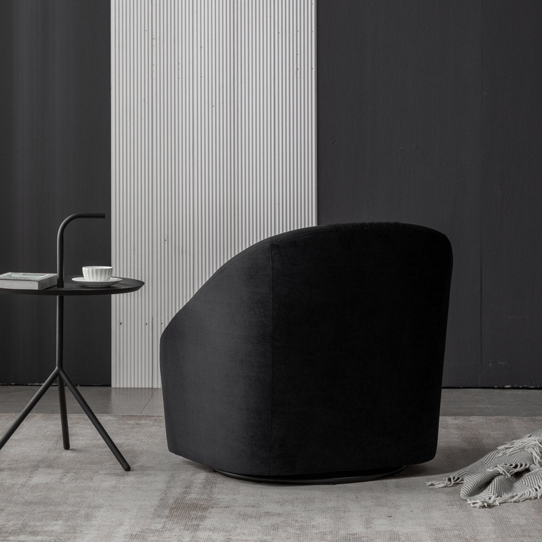 Arrun 28" W Velvet Swivel Barrel Chair (Set of 2) Wade Logan® Fabric: Black Velvet