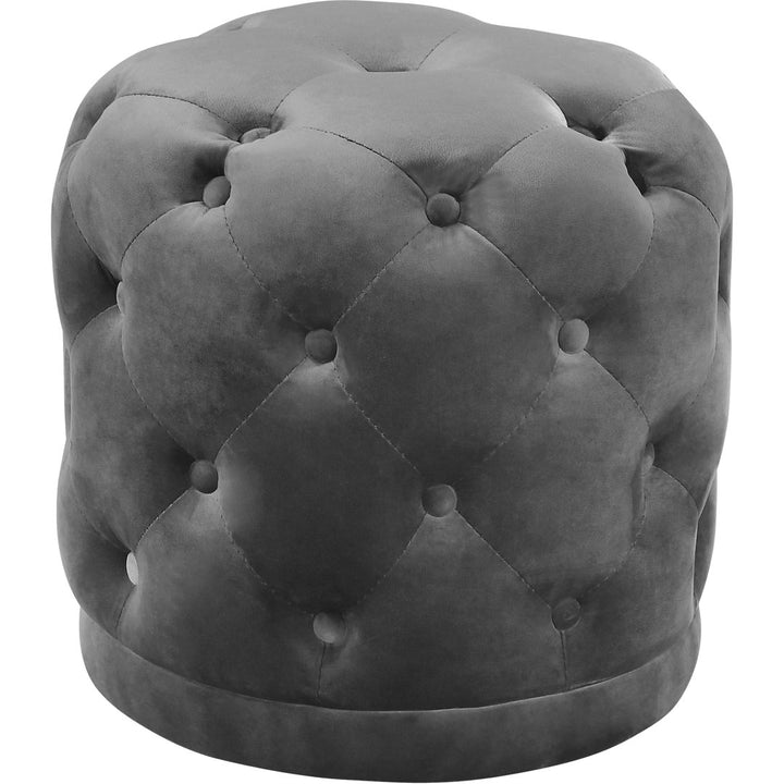 Olivios 18" Wide Velvet Tufted Round Standard Ottoman Mercer41 Upholstery Color: Gray