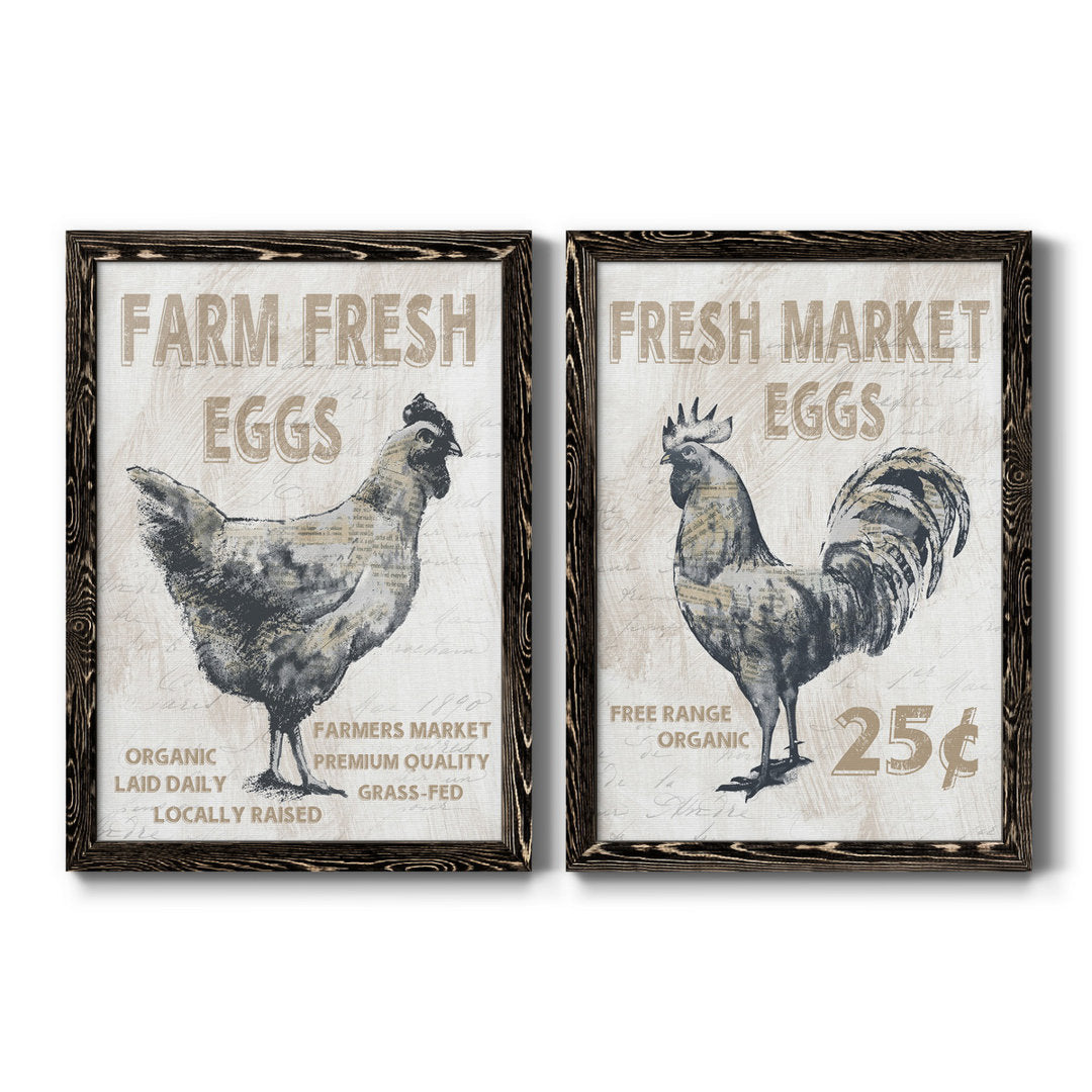 Farm Fresh Chicken - 2 Piece Print Set (Set of 2) August Grove® Mat Color: No Mat Size: 26.5" H x 73" W x 3" D Format: Silver Framed Canvas