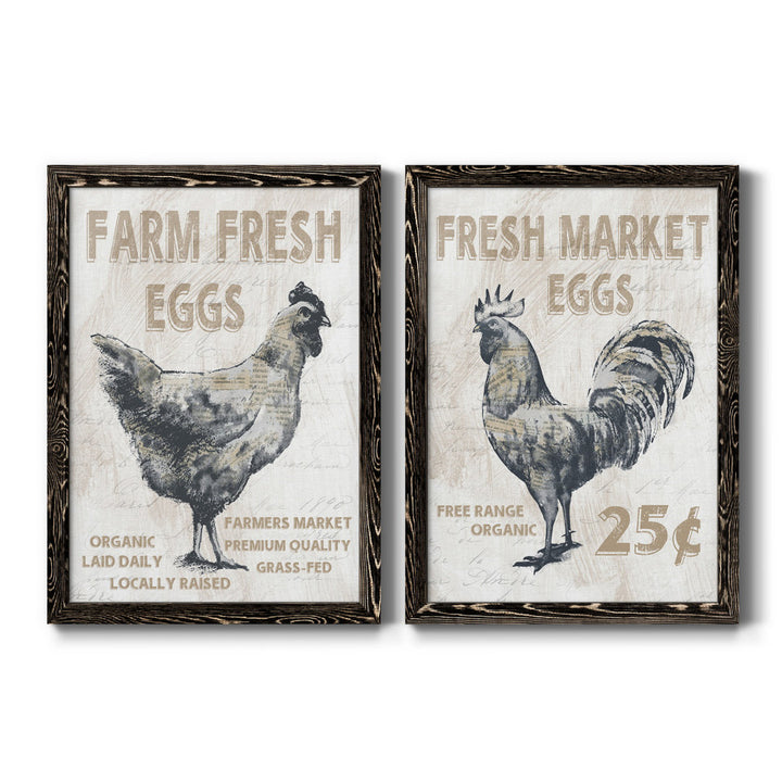 Farm Fresh Chicken - 2 Piece Print Set (Set of 2) August Grove® Mat Color: No Mat Size: 26.5" H x 73" W x 3" D Format: Silver Framed Canvas