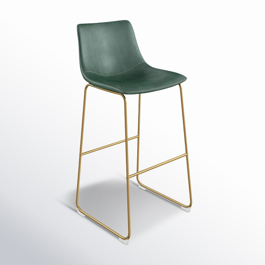 Nia Vegan Leather Bar & Counter Stool (Set of 2) AllModern Frame Color: Gold Upholstery: Green Vegan Leather, Seat Height: Counter Stool (24" Seat Height)