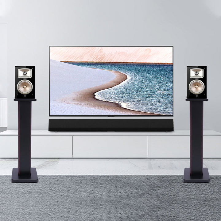 Wood 27.6" Fixed Height Speaker Stand (Set of 2) Latitude Run® Finish: Dark Brown