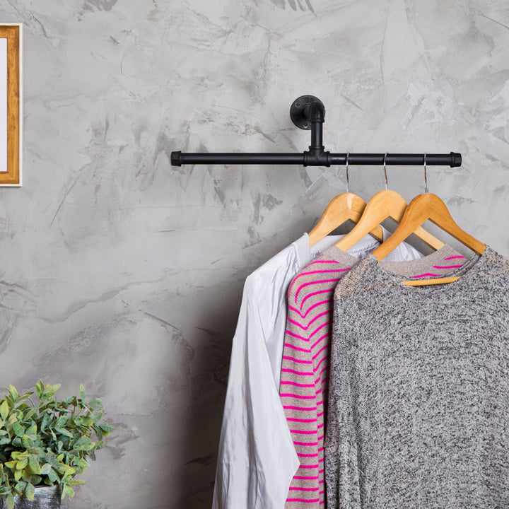 Wall-Mounted T-Bar Pipe Hanging Clothing Rack Symple Stuff