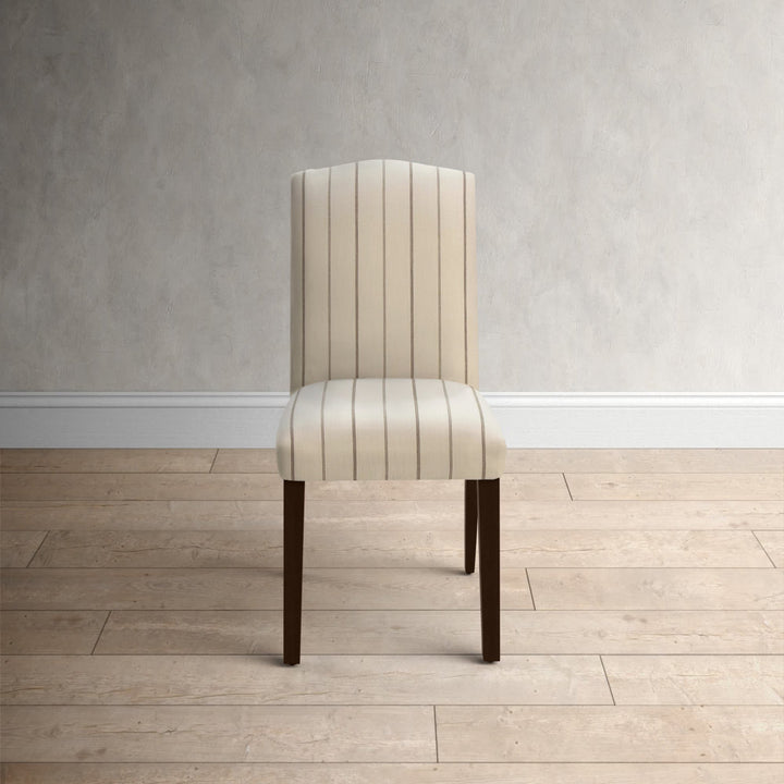 Estrela Upholstered Dining Chair Birch Lane™ Upholstery Color: Classic Navy Linen, Leg Color: Black Wood