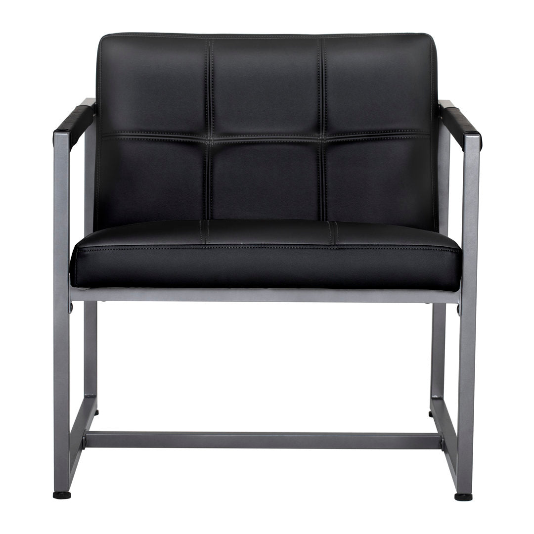 Holbeach 27.5" Wide Tufted Armchair Ivy Bronx Fabric: Black Faux Leather