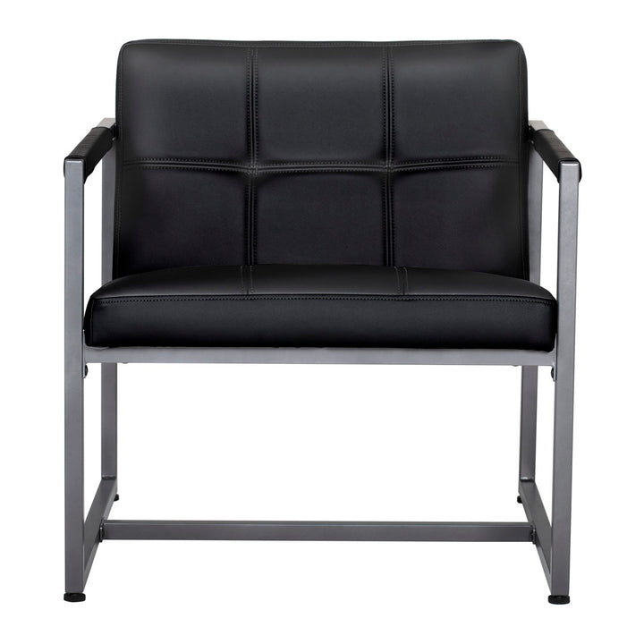 Holbeach 27.5" Wide Tufted Armchair Ivy Bronx Fabric: Black Faux Leather