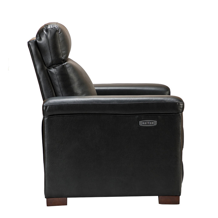 Aziah 34.65" Wide Genuine Leather Power Recliner With USB Port Wade Logan® Body Fabric: Black Genuine Leather