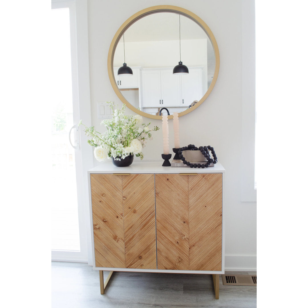 Enloe Steel 2 - Door Accent Cabinet Nathan James Color: White/Gold