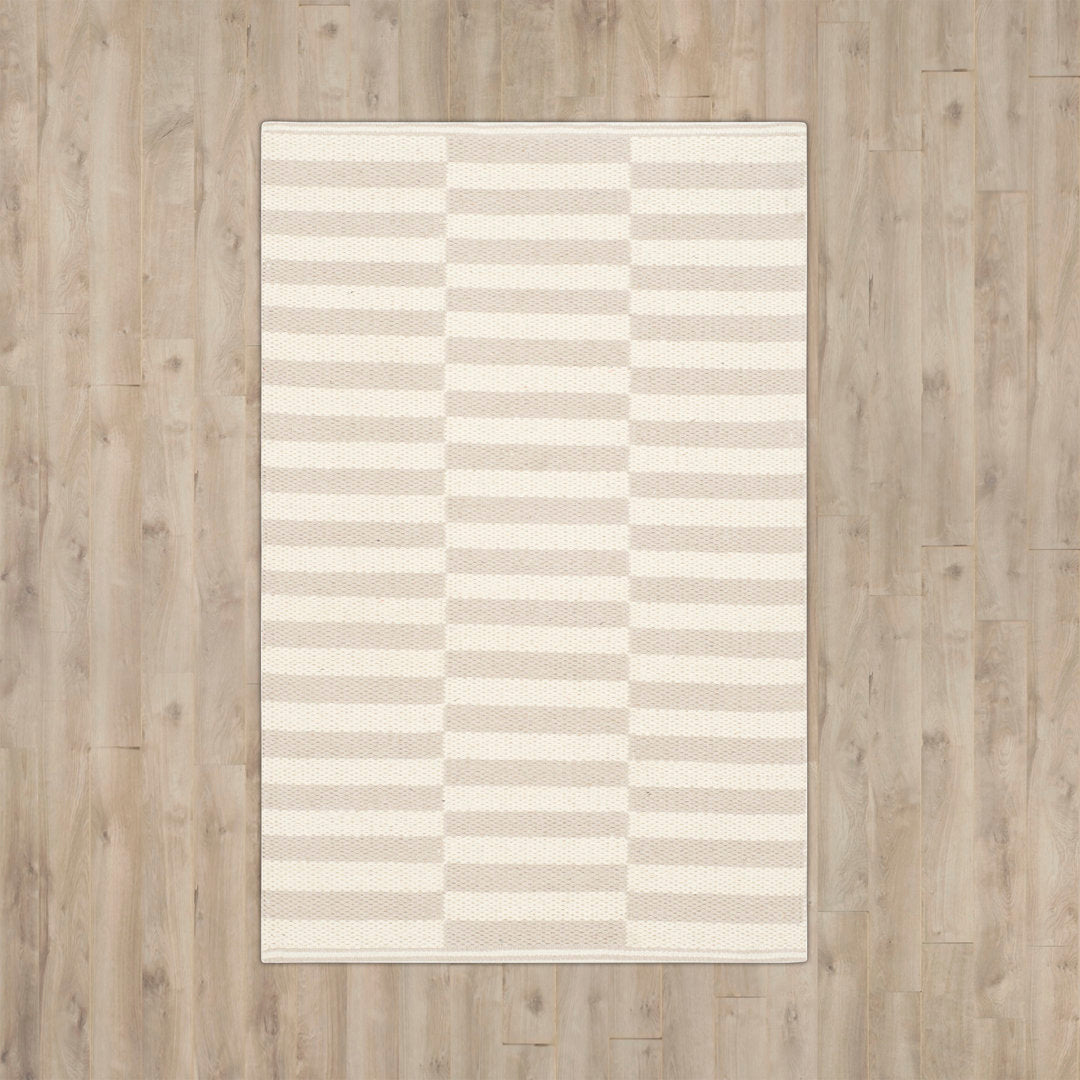 Ilona Striped Hand Loomed Cotton Area Rug in Ivory/Light Gray Birch Lane™ Rug Size: Rectangle 8' x 10'