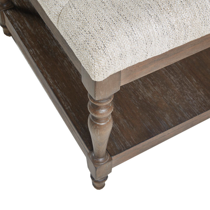 Martha Stewart Highland Tufted Accent Bench with Shelf Martha Stewart