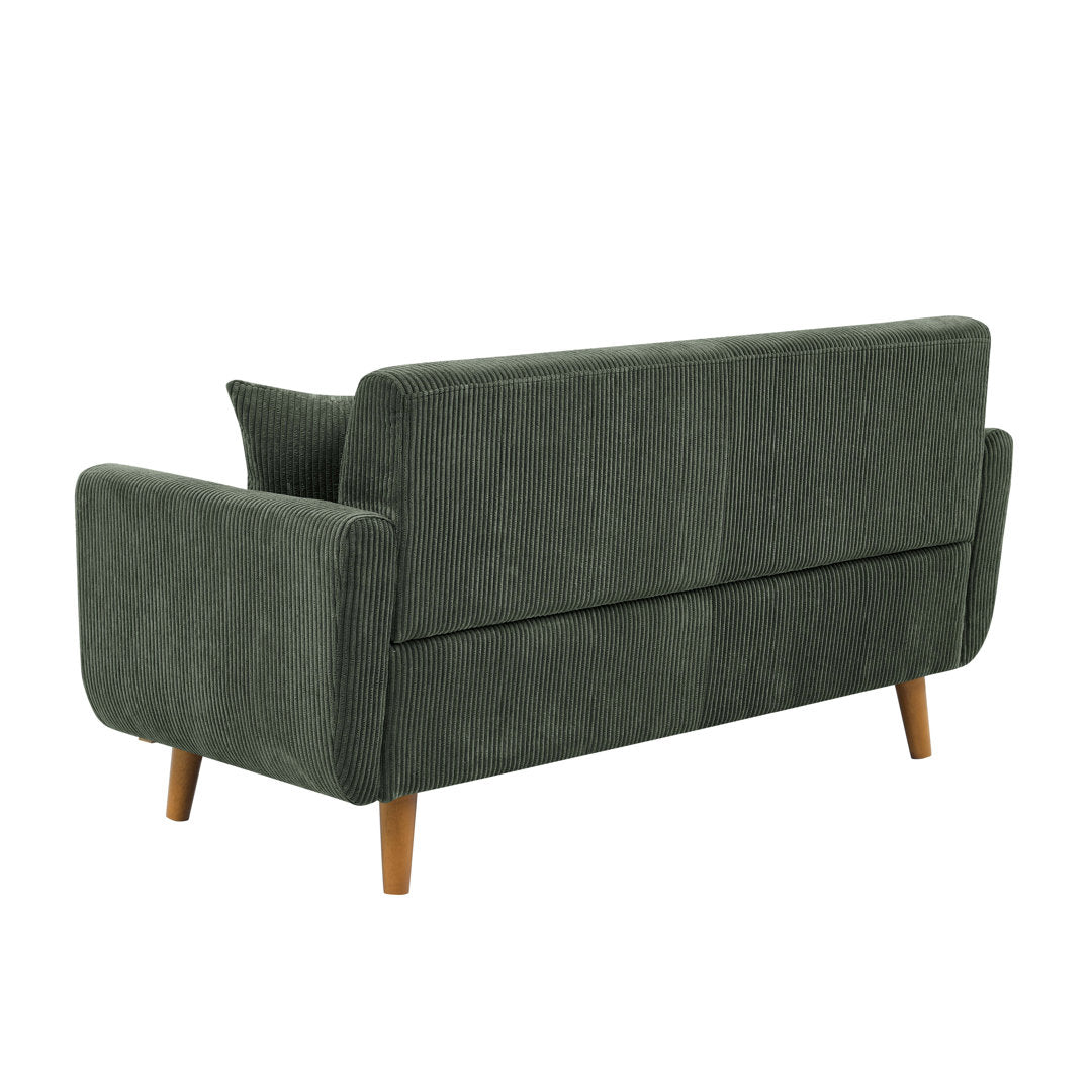 Artina 65'' Square Arm Loveseat Wade Logan® Fabric: Dark Green Corduroy
