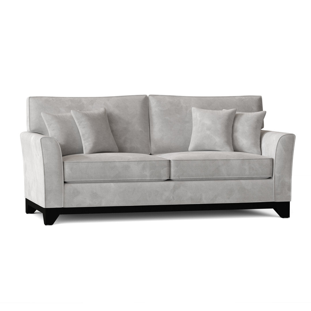 Lexi Flared Arm Sofa Poshbin Leg Color: Walnut Size: 84 Inches Body Fabric: Bella White Performance Velvet