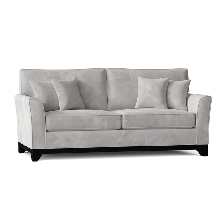 Lexi Flared Arm Sofa Poshbin Leg Color: Walnut Size: 84 Inches Body Fabric: Bella White Performance Velvet