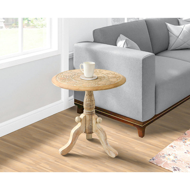 Solid Wood Pedestal End Table Bungalow Rose