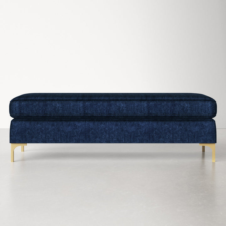 Baye Upholstered Bench AllModern Color: Navy Blue Velvet