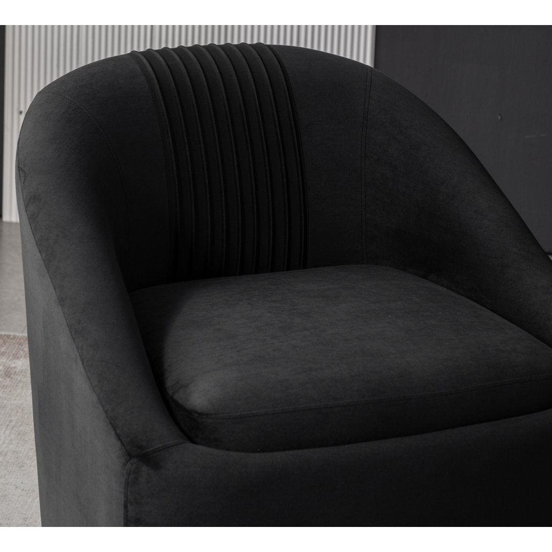 Arrun 28" W Velvet Swivel Barrel Chair (Set of 2) Wade Logan® Fabric: Black Velvet