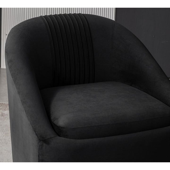 Arrun 28" W Velvet Swivel Barrel Chair (Set of 2) Wade Logan® Fabric: Black Velvet