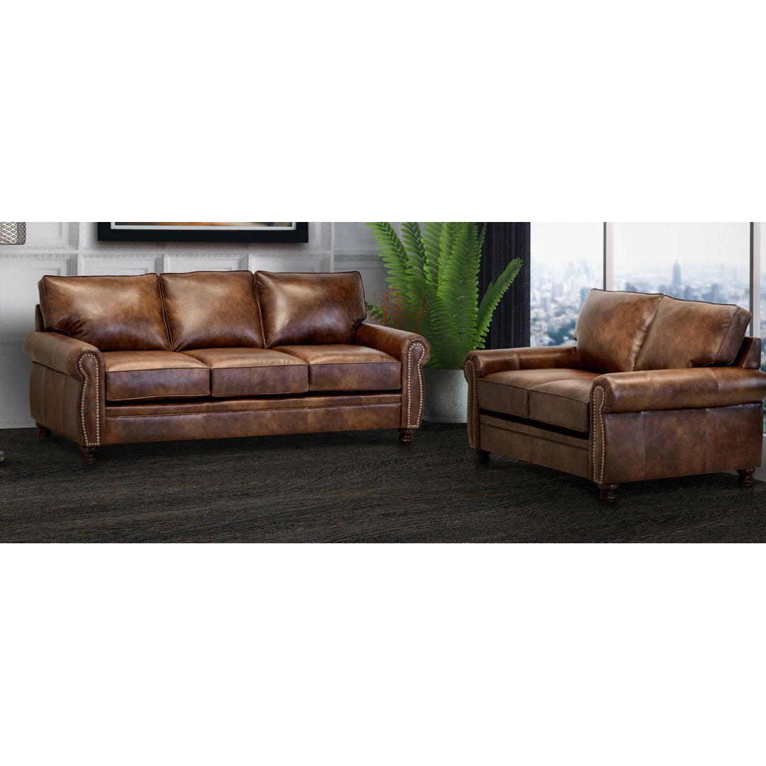 Eddahbi Brown Top Grain Leather Sofa And Loveseat Charlton Home®