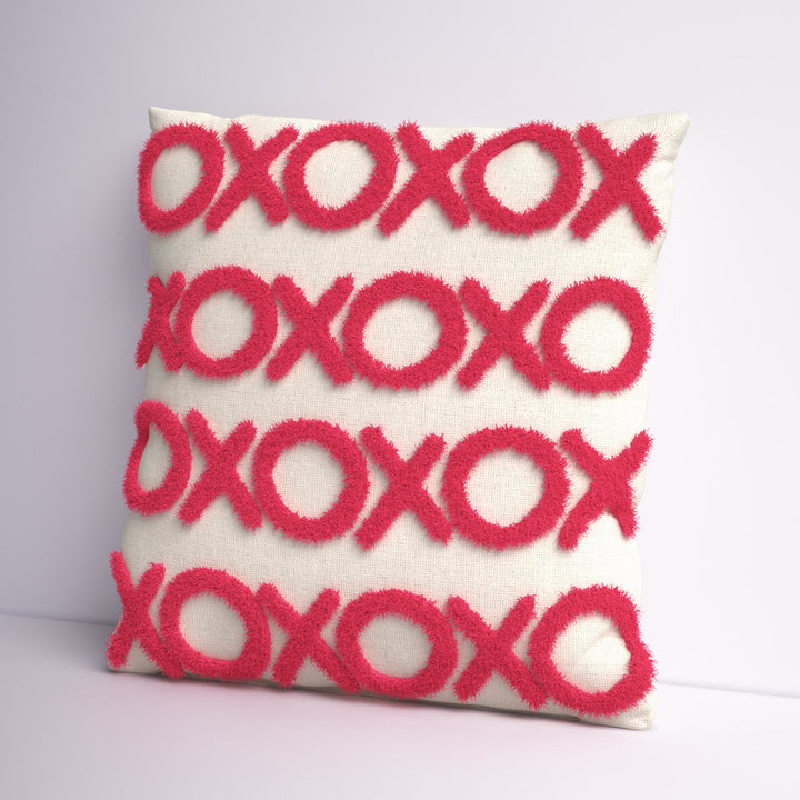 Casual Tufted XOXO Square Cotton Pillow Cover & Insert Mina Victory Color: Hot Pink