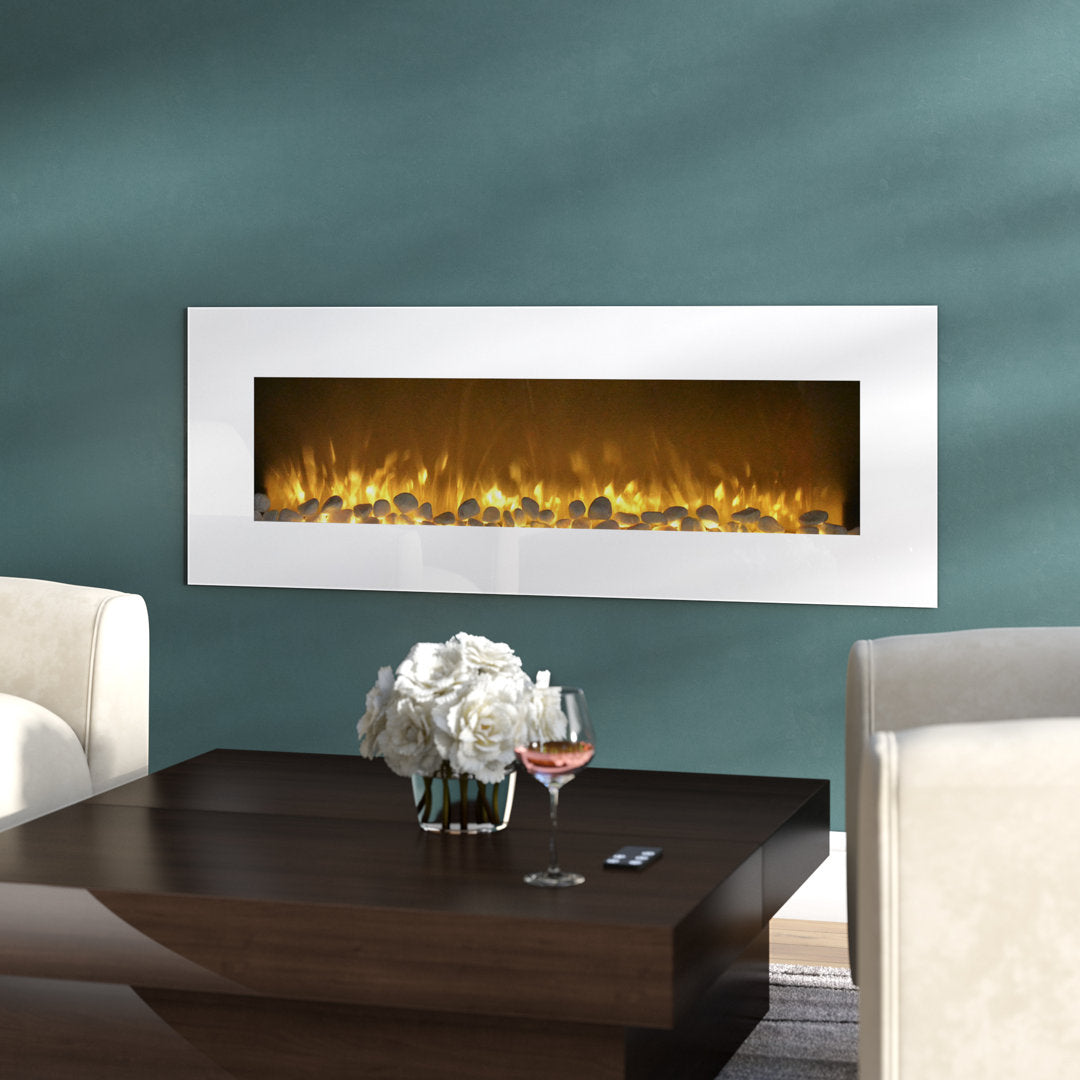 Grimaldi 50-Inch Wall Mounted Electric Fireplace, White Wade Logan®