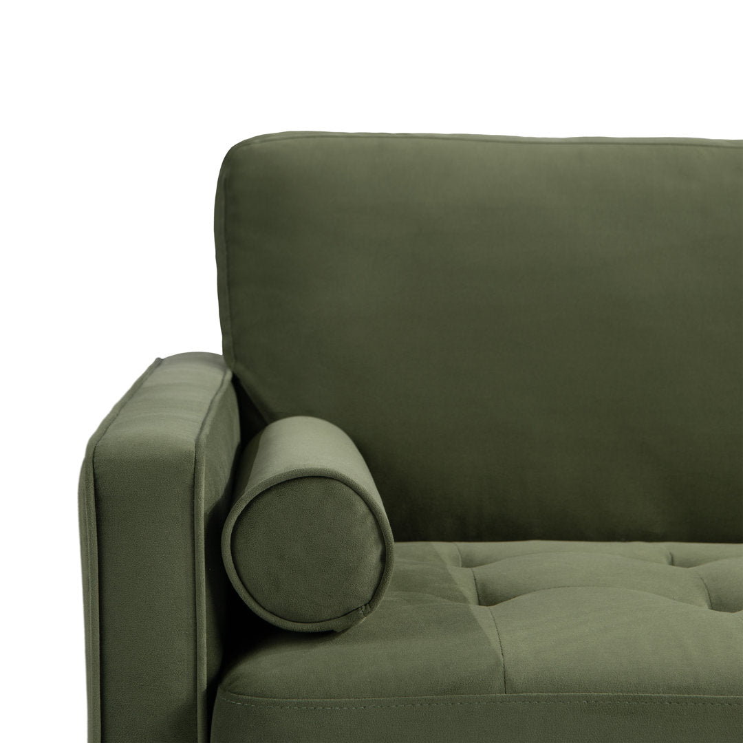 Garren 75.6'' Square Arm Tufted Sofa Mercury Row® Fabric: Green
