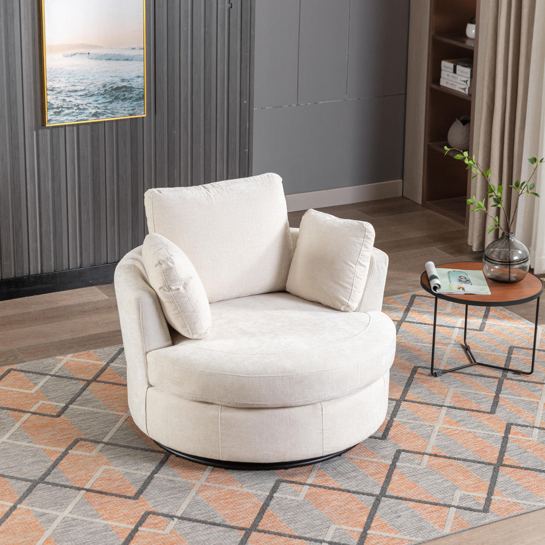 Achorn Polyester Recessed Arm Swivel Barrel Chair