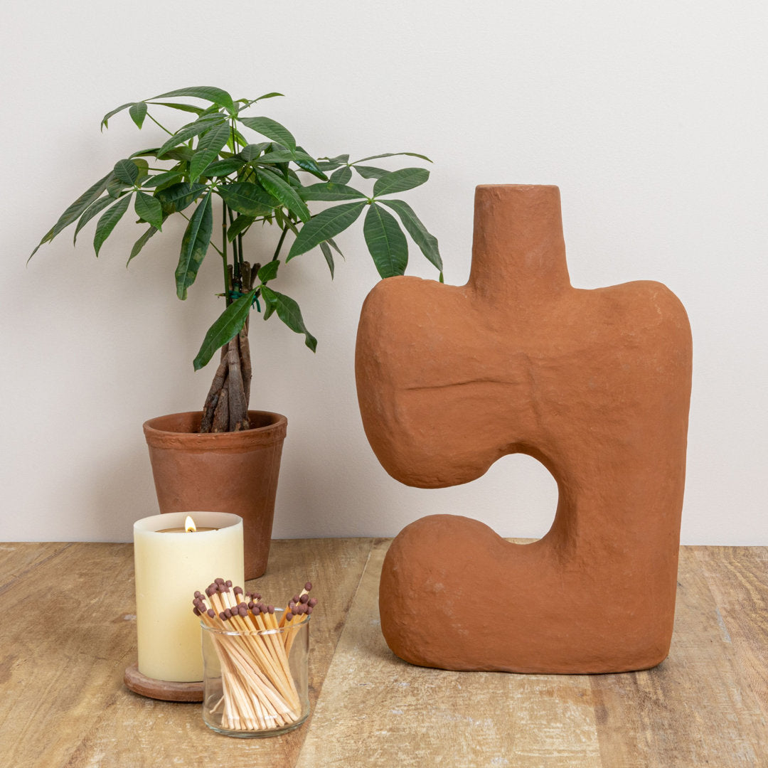 Amador Gray 14" Stoneware Table Vase AllModern Color: Terracotta