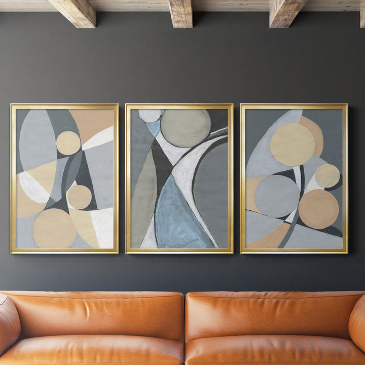 A Soft Jeweled Geometric II - 3 Piece Painting Print Set (Set of 3) Wade Logan® Size: 22.5" H x 91.5" W x 1.5" D Format: Gold Framed Canvas